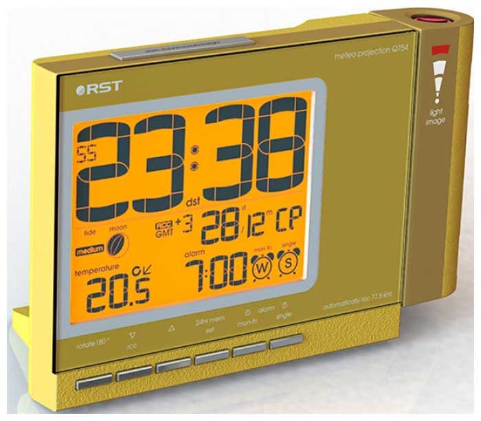 Проекционные часы с измерением температуры RST 32754, золотой