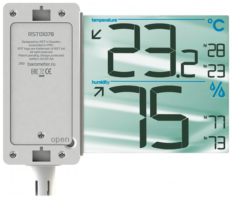 Термометр-гигрометр с дисплеем RST RST01078 белый/прозрачный