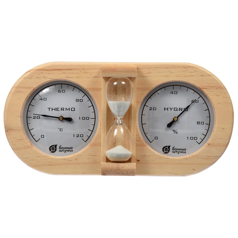 Термометр с гигрометром Банная станция с песочными часами 27*13,8*7,5см для бани и сауны /4