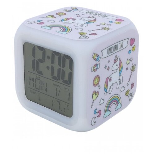 Часы с термометром Михи Михи Единорог с подсветкой № 20 MM09413, белый