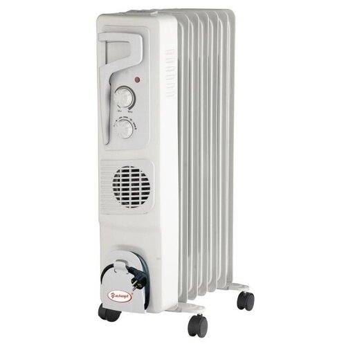 Масляный радиатор 'Умница' ОМВ-7с-1,9кВт 7 секций с вентилятором, серый цвет.