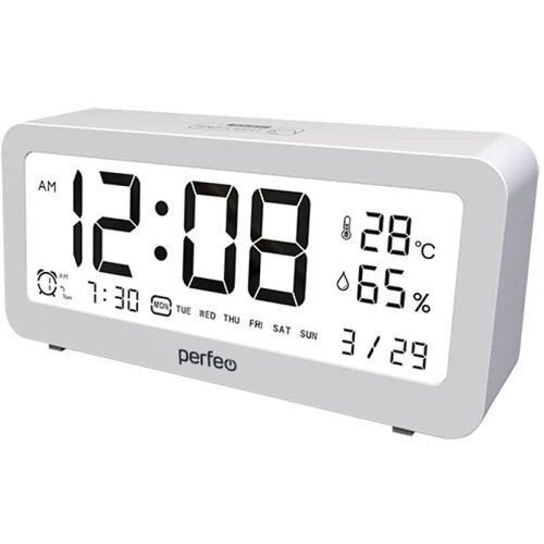 Perfeo Часы-метеостанция 'Brisa', белый, (PF-S8827) (время, будильник, температура, влажность, дата, подсветка)