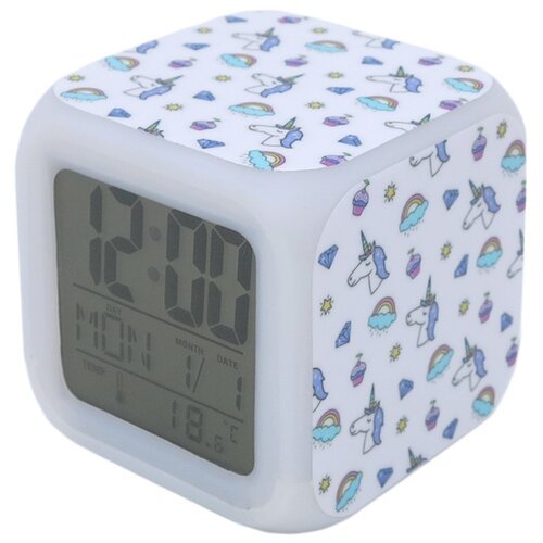 Часы с термометром Михи Михи Единорог с подсветкой №21 MM09414, белый